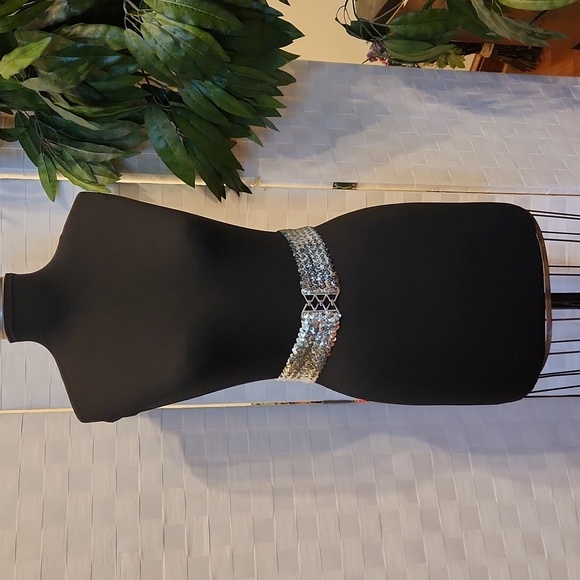 Vintage Silver Sequin Stretch Belt - Picture 2 of 7
